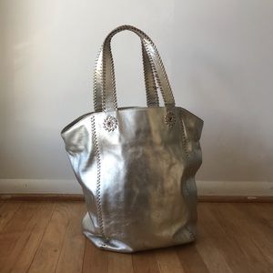 Jack Roger Silver Leather Purse Tote Bag